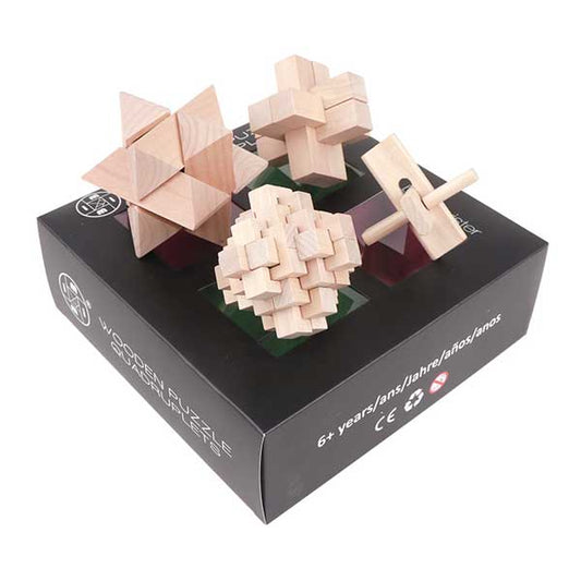 Coffret 4 Casse-Tête en Bois - Collection de Luxe